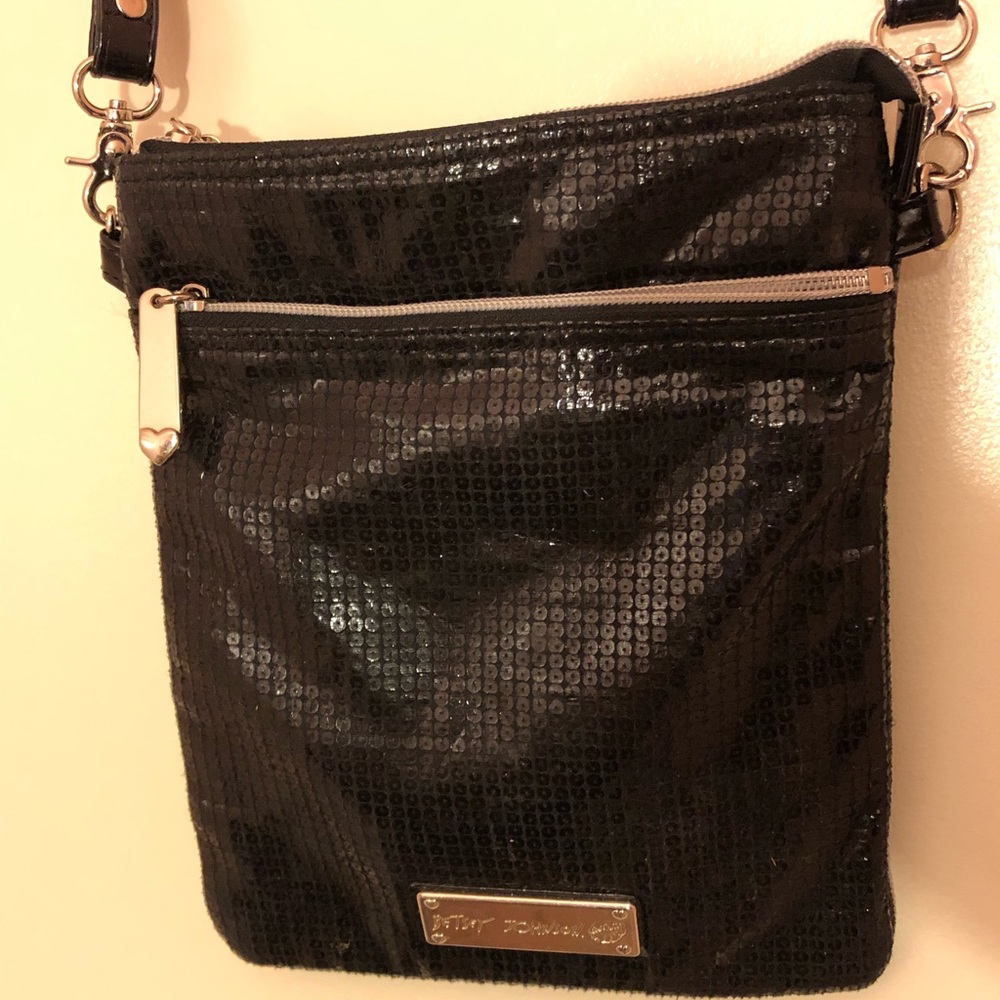 Betsey Johnson black sequin purse